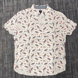 J. Crew White Shirt with Red and Blue Pattern